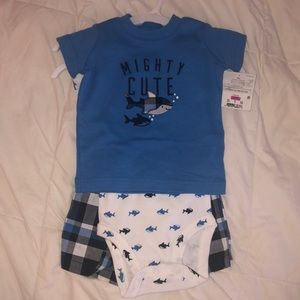 Shorts and 2 tops Carters set 3M